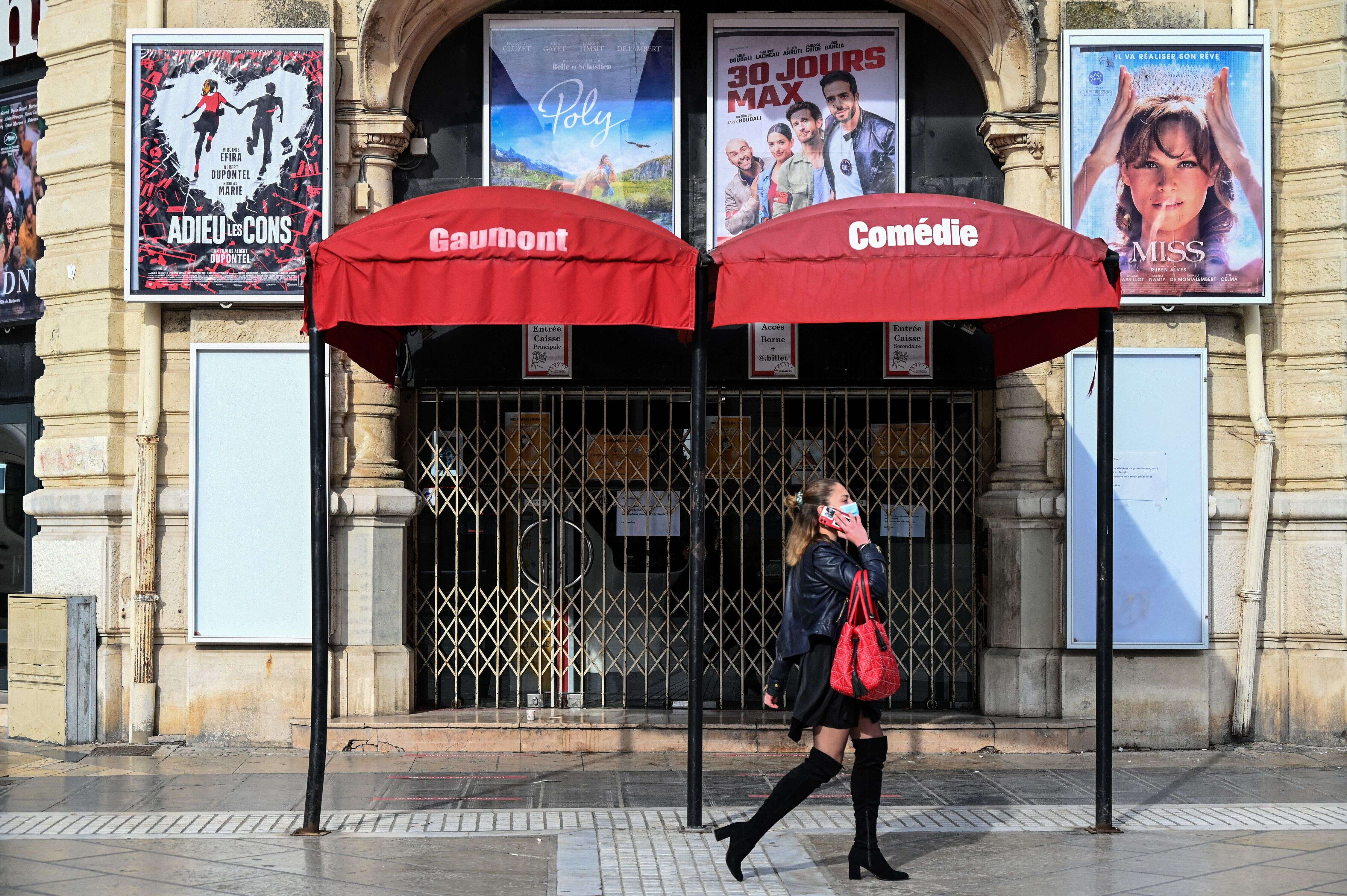 Un cinéma Gaumont fermé à Montpellier, le 13 novembre 2020