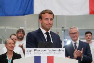 Emmanuel Macron, ici prononçant un discours après une visite dans une usine du fabricant Valeo à Étaples , près du Touquet, le 26 mai 2020.