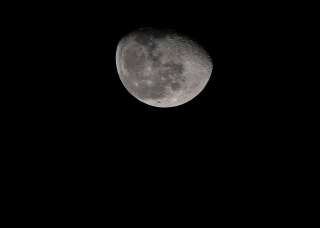Waning moon with craters visible on November night.