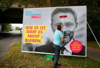 Christian Lindner, le porte-parole des libéraux allemands du FDP, devrait être au côté des Verts d'Annalena Baerbock l'un des dirigeants les plus courtisés dans le but de former une coalition de gouvernement (photo prise à Bonn le 20 septembre).