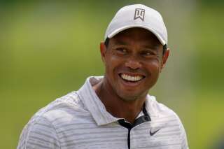 Tiger Woods lors d'un entraînement pour le tournoi de golf PGA Championship, le 17 mai à Tulsa, Oklahoma.