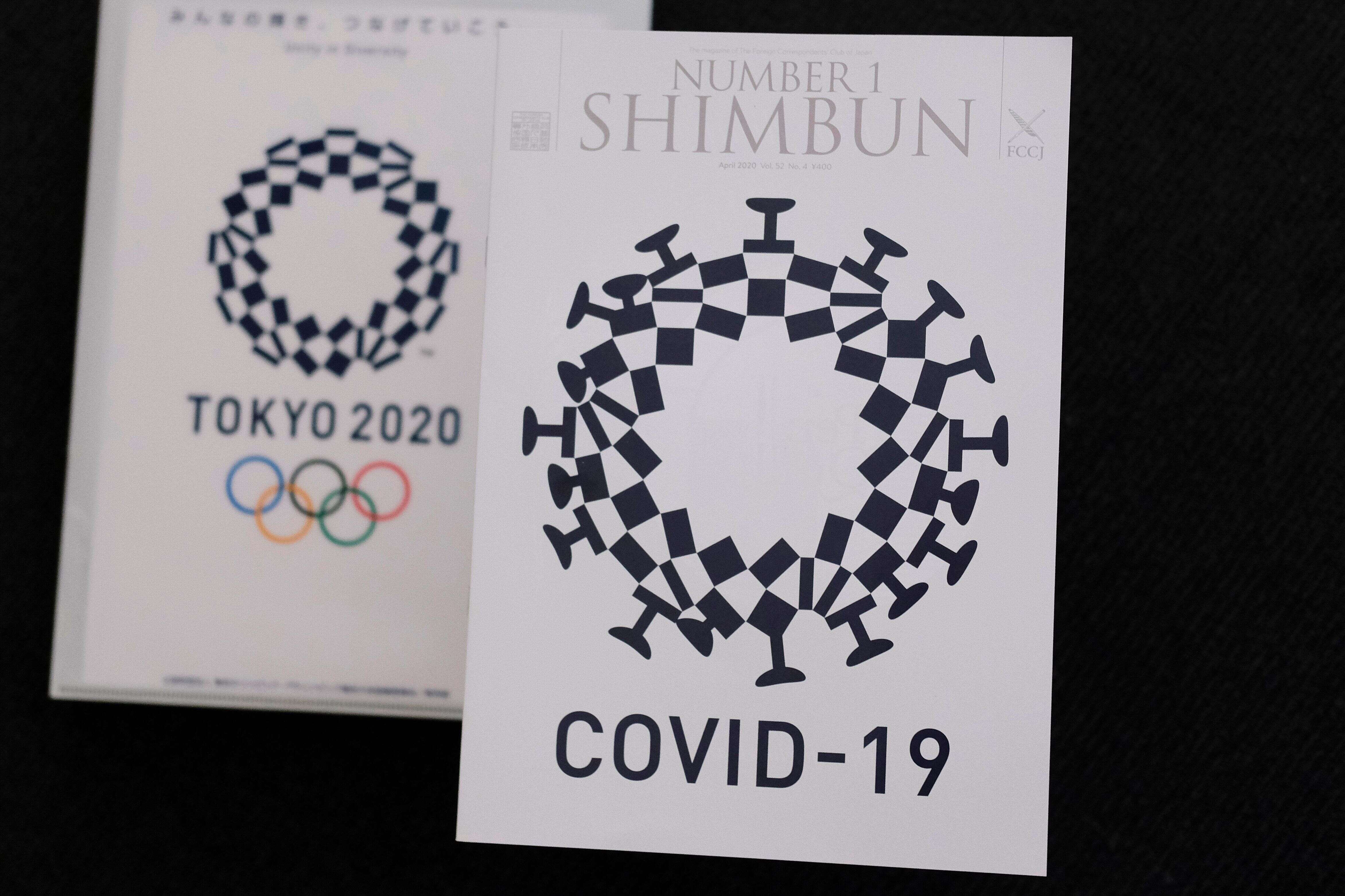 Le logo des JO de Tokyo, détourné sur la couverture du Number 1 Shimbun ci-dessus, a choqué au Japon.