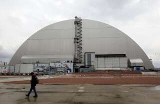 Le dôme qui recouvre le réacteur qui a explosé à Tchernobyl en 1986 en Ukraine.