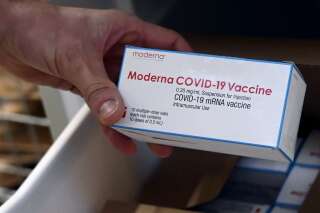Une boîte de vaccin anti-Covid Moderna, au CHU de Strasbourg, le 14 janvier 2021.