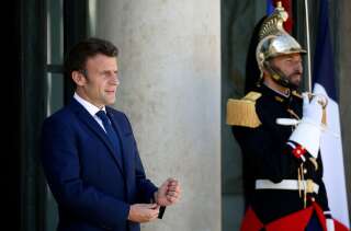 PARIS, FRANCE - MAY 13: French President Emmanuel Macron waits for Argentinian President Alberto Fernandez prior to their meeting at the Elysee Palace on May 13, 2022 in Paris, France. This meeting is an opportunity to discuss the war in Ukraine and its consequences for international peace and security as well as for the global economy. After the recent agreement between Argentina and the IMF, the heads of state are discussing the relaunch of bilateral projects in all economic sectors. (Photo by Chesnot/Getty Images)