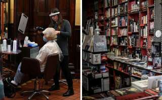 Un salon de coiffeur anglais et une librairie parisienne