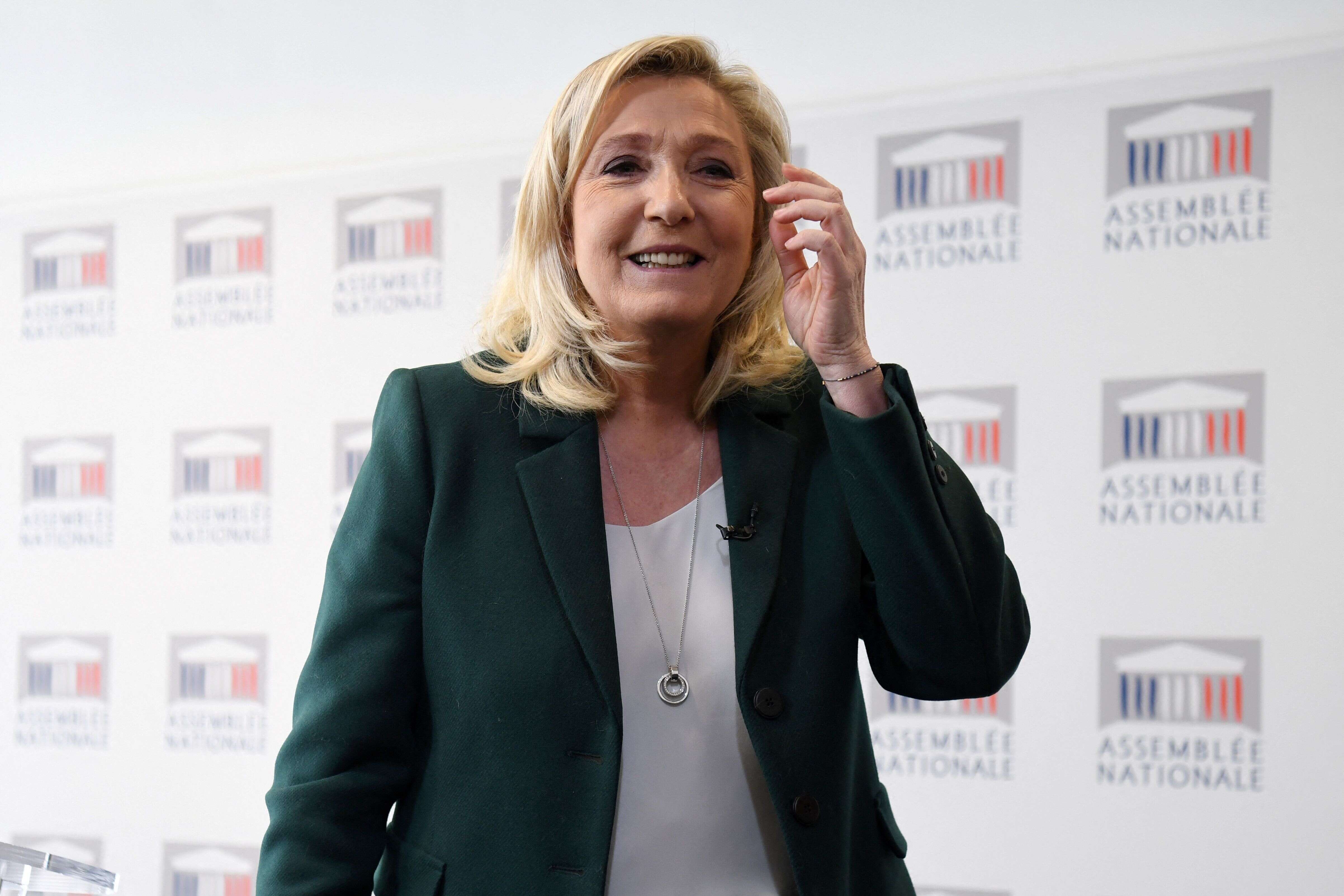 Marine Le Pen photographiée à l'Assemblée nationale au mois de mars (illustration)