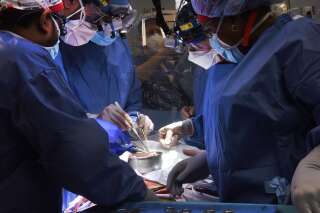 Pour la 1re fois, des chirurgiens ont réussi à greffer un coeur de porc sur un humain (photo de l'opération, le 7 janvier 2022)