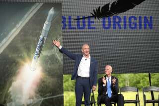 Jeff Bezos lors d'une présentation de Blue Origin. Rien n’indique à ce stade que le projet Kuiper implique également la société spatiale propriété du PDG-fondateur d’Amazon.