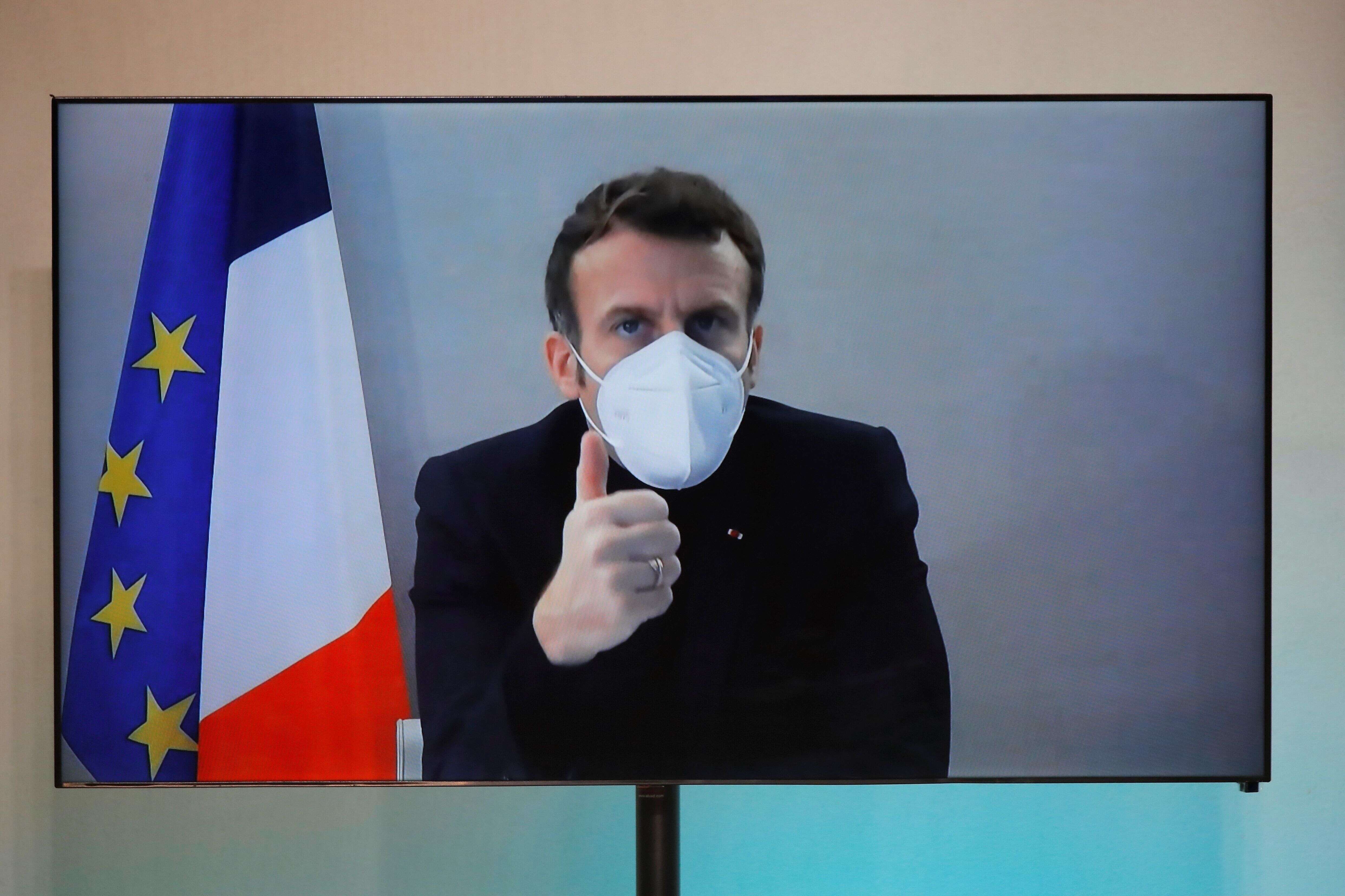 Emmanuel Macron lors d'une visioconférence le 17 décembre (illustration)