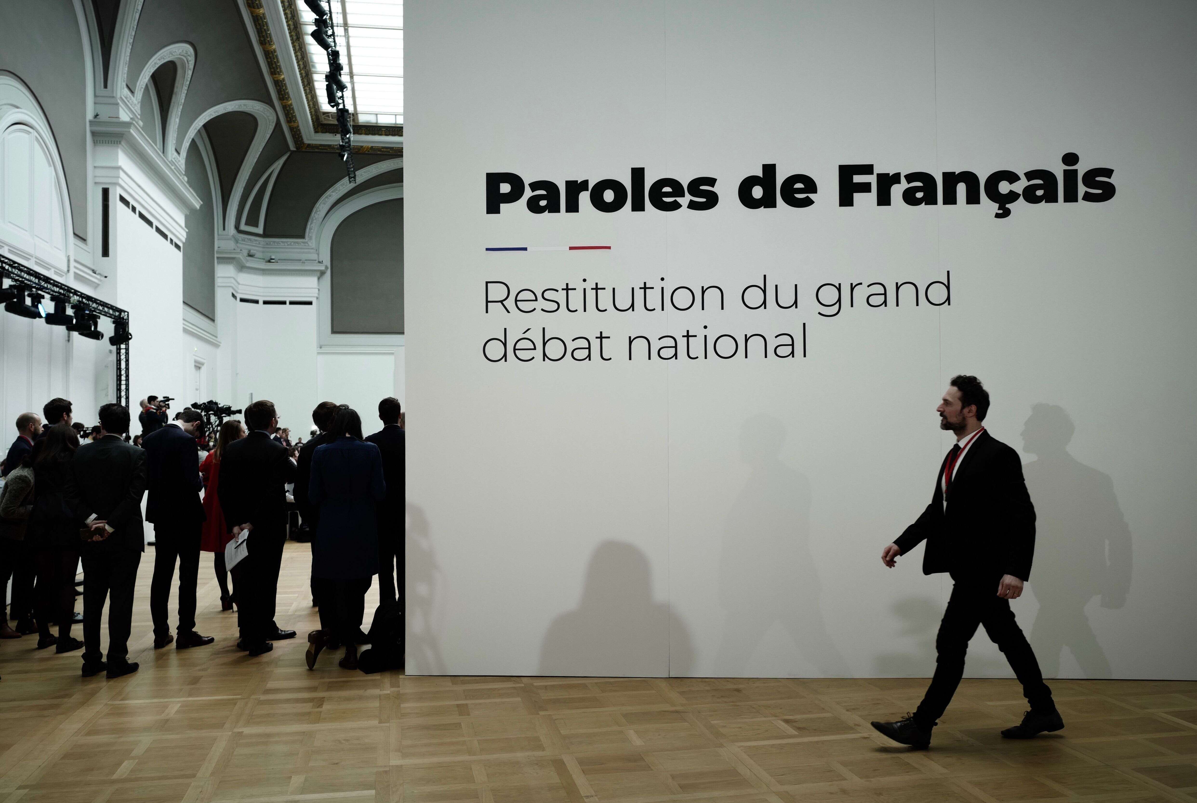 Restitution du Grand débat national au Grand Palais, le 8 avril 2019.