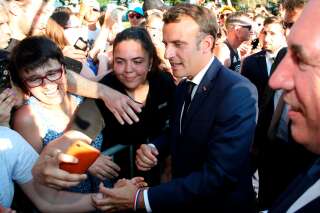 Emmanuel Macron à Pau le 19 juillet pour le Tour de France.