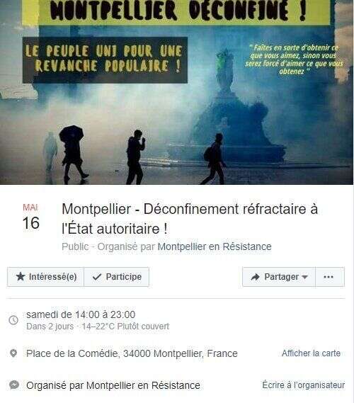 Les gilets jaunes ont appelé, via un événement Facebook, à manifester à Montpellier le 16 mai.
