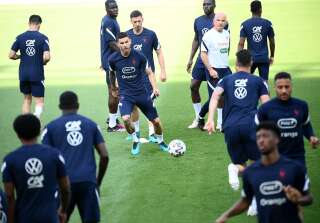 Les joueurs de l'équipe de France à l'entraînement à Budapest, en Hongrie, le 20 juin 2021.