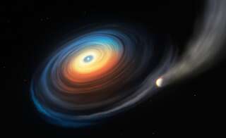 L'exoplanète orbite très près de l'étoile WDJ0914+1914. Elle s'évapore sous l'effet de la chaleur et laisse derrière elle un disque de gaz.