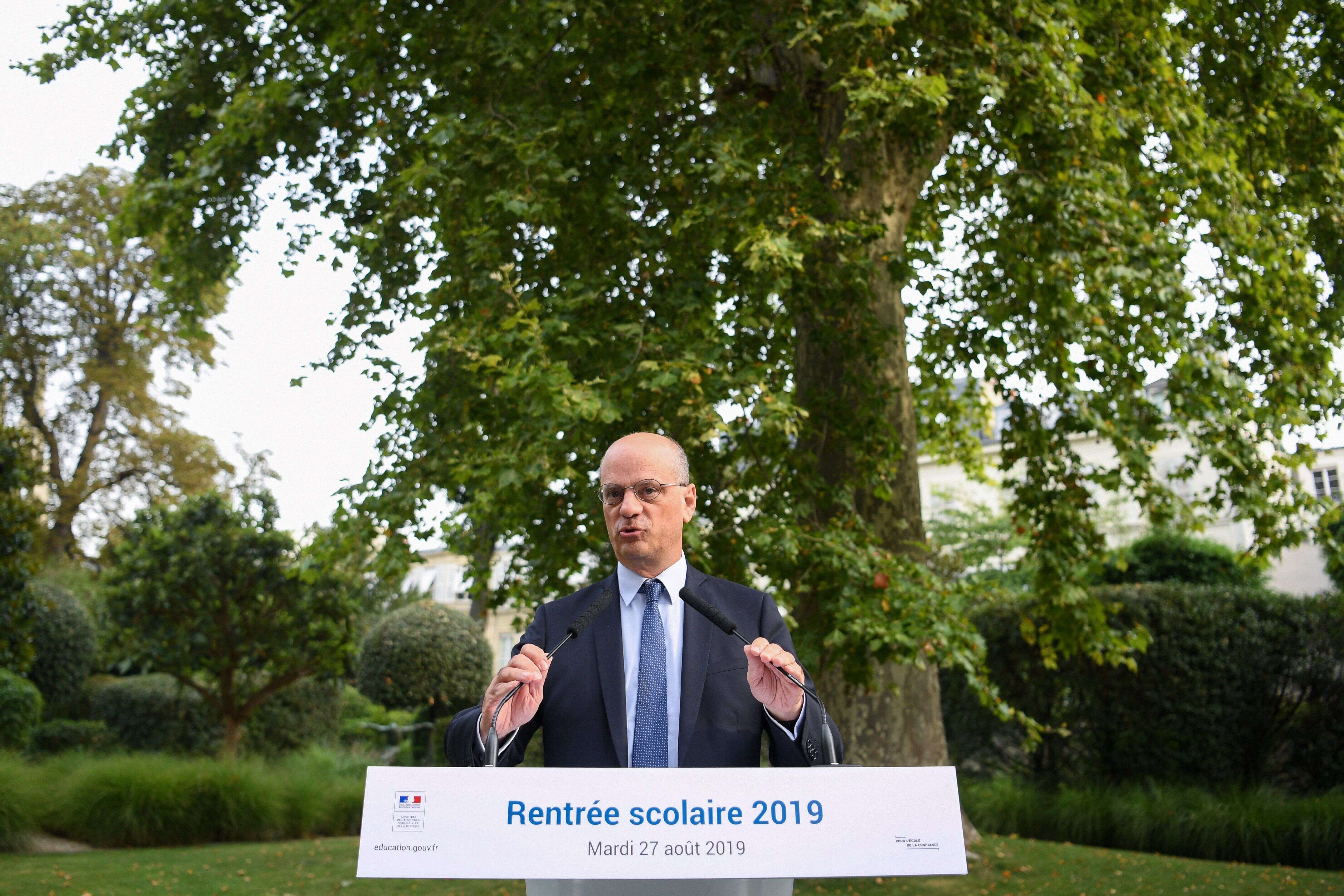 Jean-Michel Blanquer au ministère de l'Éducation nationale lors de la présentation de la rentrée scolaire 2019-2020, le 27 août 2019 à Paris.