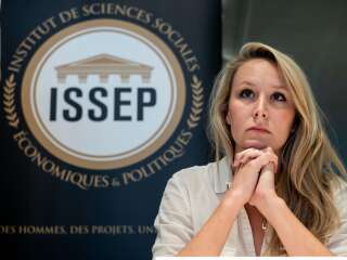 Des journalistes refusés à la convention de la droite de Marion Maréchal, ici le 22 juin 2018 lors de l'inauguration de son école ISSEP à Lyon.
