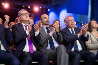 Richard Ferrand, Edouard Philippe et François Bayrou en mars 2019 (photo d'archives).