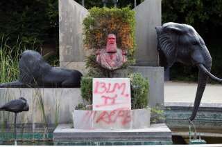 À Bruxelles, une statue du roi Leopold II à nouveau dégradée
