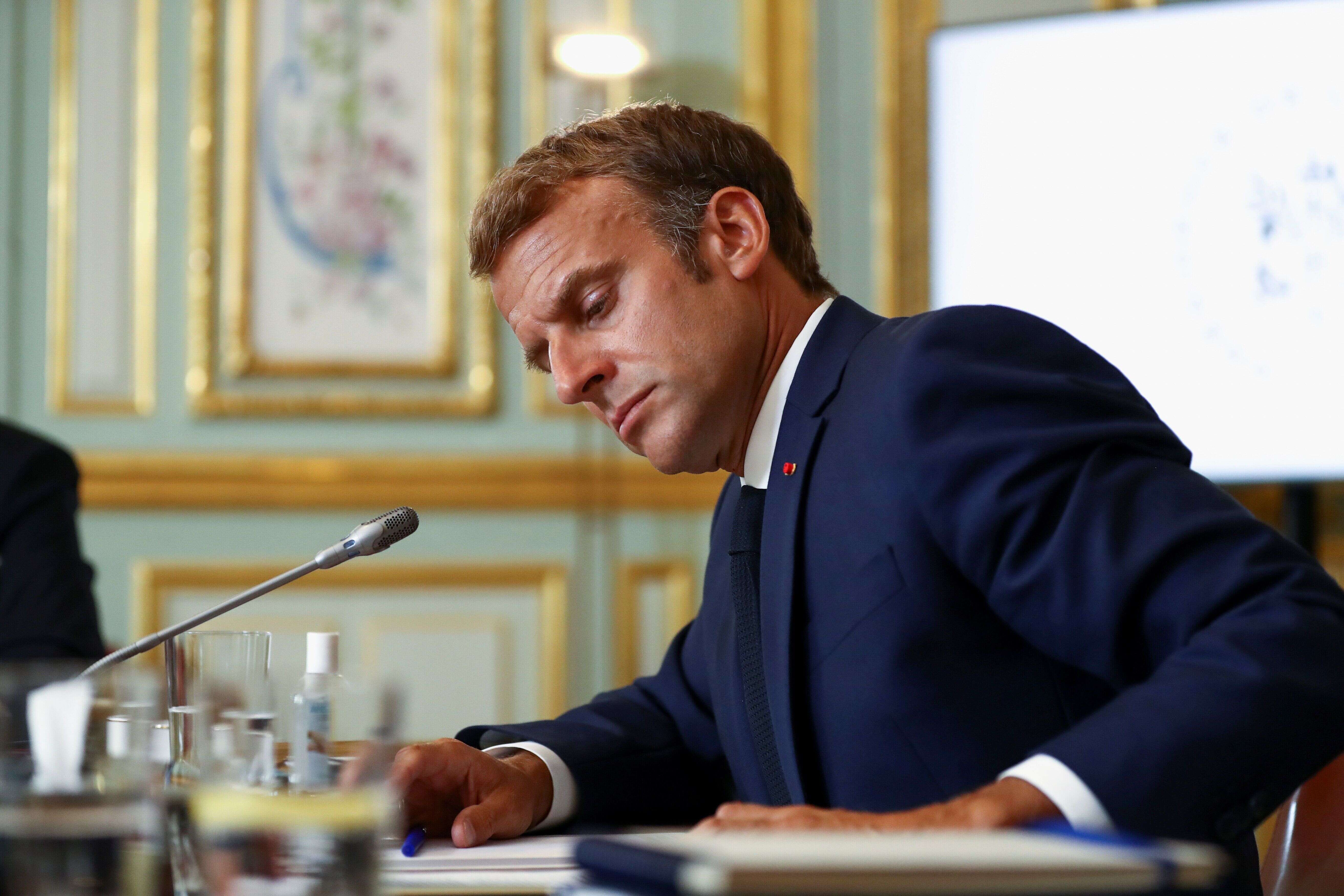 Emmanuel Macron avant une visioconférence du G7 au sujet de la crise en Afghanistan, le 24 août 2021 (photo d'illustration).
