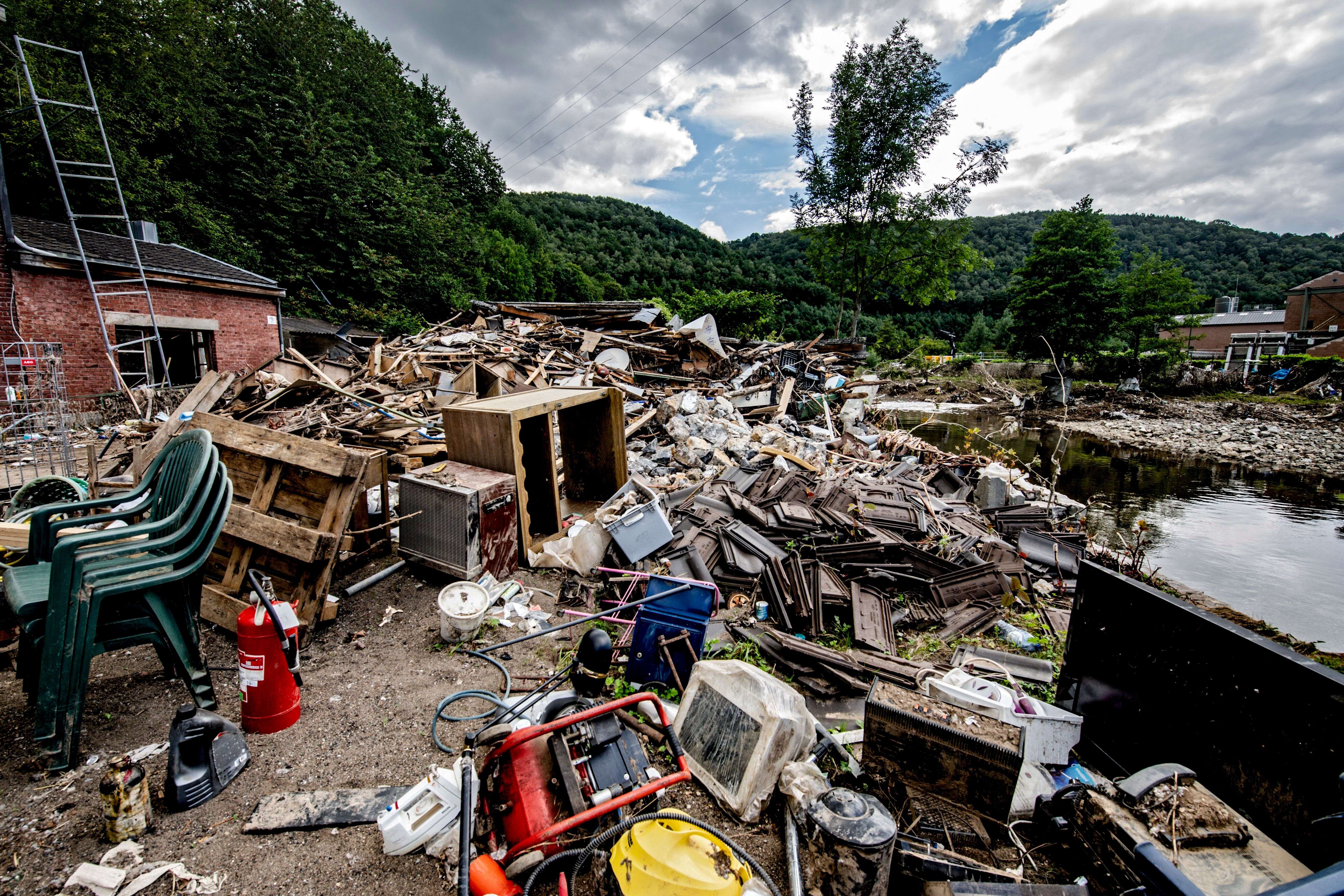 Après des inondations dans la vallée de la Vesdre à Pepinster, en Belgique, le 29 juillet 2021.