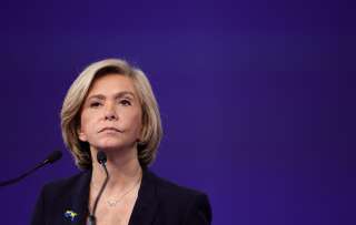 Valerie Pecresse, head of the Paris Ile-de-France region and LR candidate in the 2022 French presidential election, looks on during a political campaign rally in Paris, France, April 3, 2022. REUTERS/Sarah Meyssonnier