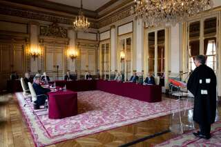 Les membres du Conseil constitutionnel à Paris, réunis ici le 12 mai 2020.