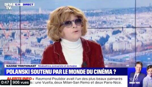 Sur le plateau de BFMTV, Nadine Trintignant défend coûte que coûte Roman Polanski.