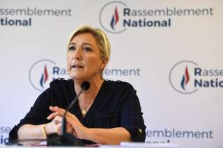 Marine Le Pen en conférence de presse mardi 28 juillet.