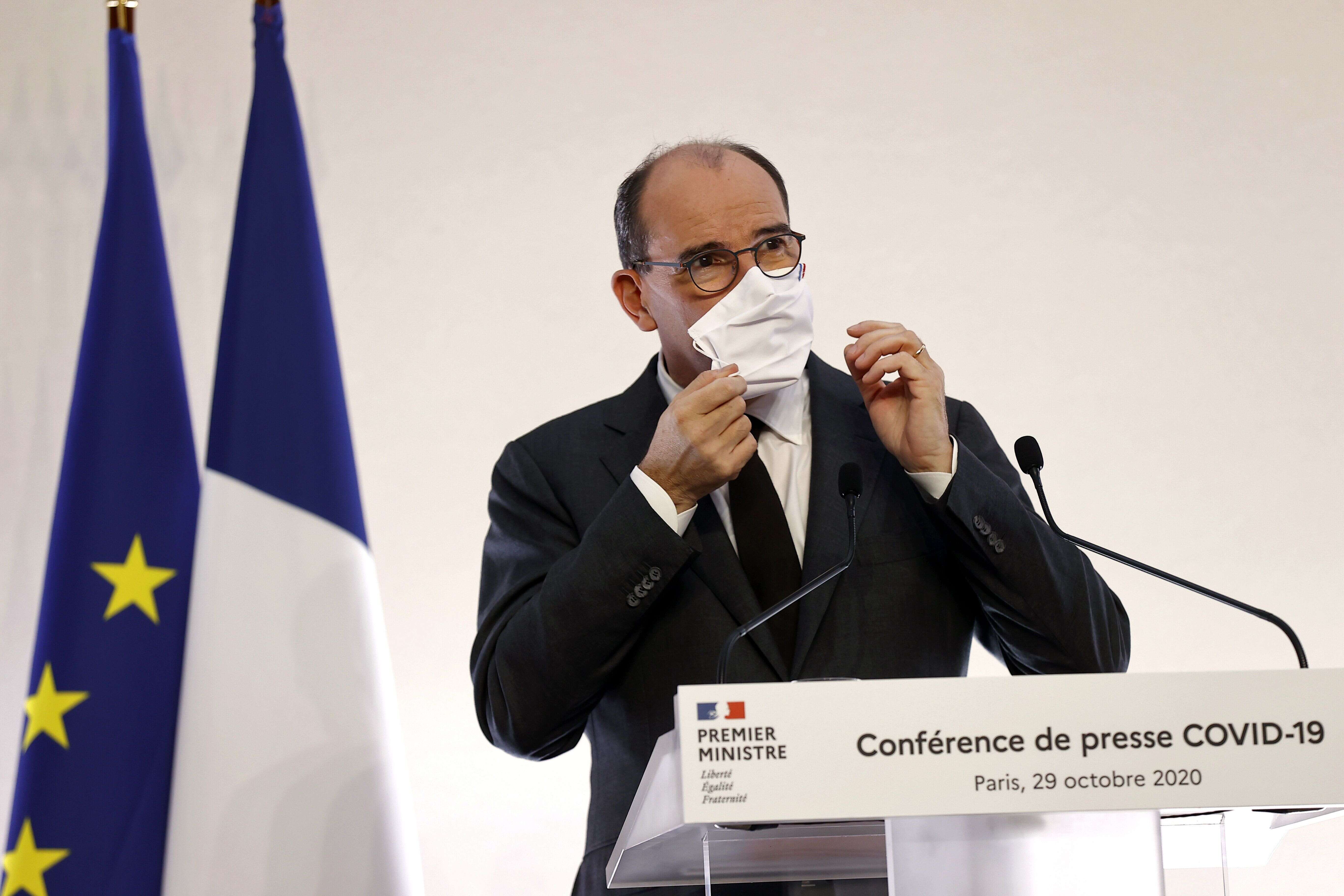 Le Premier ministre Jean Castex lors d'une conférence de presse sur le reconfinement, le 29 octobre 2020.
