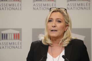 Marine Le Pen en conférence de presse à l'Assemblée nationale mardi 3 mars.