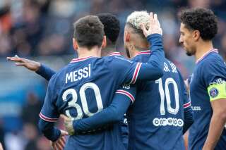 Messi et Neymar au premier plan face Bordeaux le 13 mars 2022 au Parc des Princes.