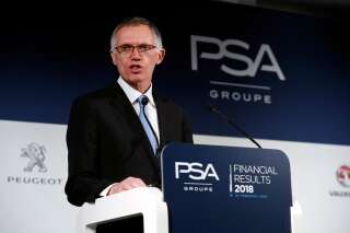 PSA et Fiat ont entamé des discussion en vue d'une fusion (ici Carlos Tavares, patron de PSA le . 26 février 2019 à Rueil Malmaison).