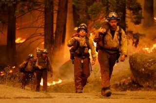 La hausse des températures n'a pas qu'un impact sur la biodiversité mais pourrait coûter cher en vies humaines (Des pompiers bataillant contre les flammes du Caldor Fire, fin août, en Californie).
