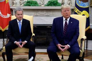 President Donald Trump meets Finnish President Sauli Niinisto in the Oval Office of the White House, Wednesday, Oct. 2, 2019, in Washington. (AP Photo/Evan Vucci)