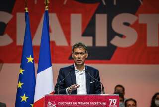 Olivier Faure, ici prononçant un discours lors du 79e congrès du Parti socialiste à Villeurbanne, le 19 septembre 2021.