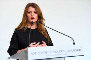 Marlène Schiappa en conférence de presse le 25 novembre à Paris.