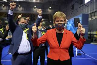 La Première ministre indépendantiste écossaise, ici à Glasgow en Écosse, le 7 mai 2021.
