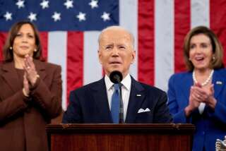 Joe Biden, ici lors de son discours sur l'état de l'Union devant le Congrès, à Washington, le 1er mars 2022.