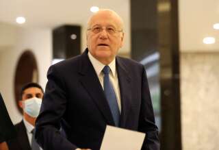Le Premier ministre-désigné du Liban Najib Mikati arrive au palais présidentiel le 10 septembre 2021.