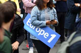Pour le 14-Juillet, l'émission Europe1-CNews ne passe pas à la radio (photo du 30 juin 2021 lors d'une manifestation des employés d'Europe 1)