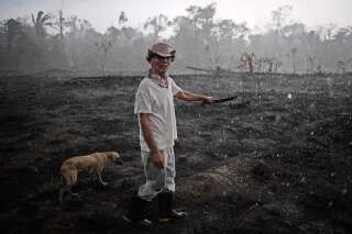 Un fermier brésilien devant un paysage désolé à la suite des feux qui dévastent actuellement une partie de l'Amazonie.