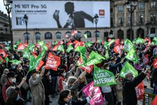 Lors de la manifestation contre l'ouverture de la PMA à toutes les femmes, à Paris, le 10 octobre 2020.