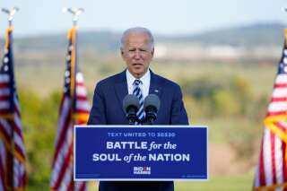 Joe Biden lors d'un discours de campagne à Gettysburg en Pennsylvanie le 6 octobre 2020 (AP Photo/Andrew Harnik)