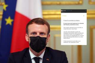Le message de Macron aux élèves pour la rentrée scolaire (photo prise à l'Elysée le 29 octobre 2020/capture Instagram)