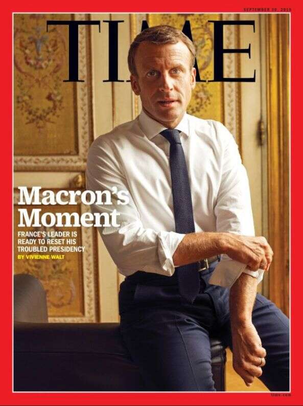 Emmanuel Macron en une de l'édition internationale du magazine américain 