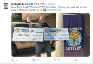 L'Américain Mark Clark a remporté pour la deuxième fois 4 millions de dollars au loto, a annoncé lundi 22 juin la loterie du Michigan.