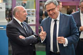 Le maire de Lyon Gérard Collomb et David Kimelfeld, président de la Métropole  à Villeurbanne au mois de juillet.