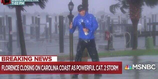 Des téléspectateur outrés par le duplex de ce reporter en plein ouragan Florence.