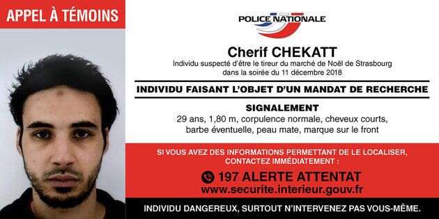 Le signalement fait par la police française de Chérif Chekatt, l'auteur présumé de l'attaque du marché de Noël de Strasbourg.